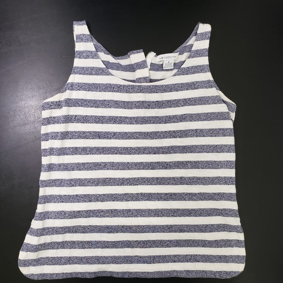 Liz Claiborne Tank Top, Size Small, Heather Blue and White Stripe - Picture 1 of 7